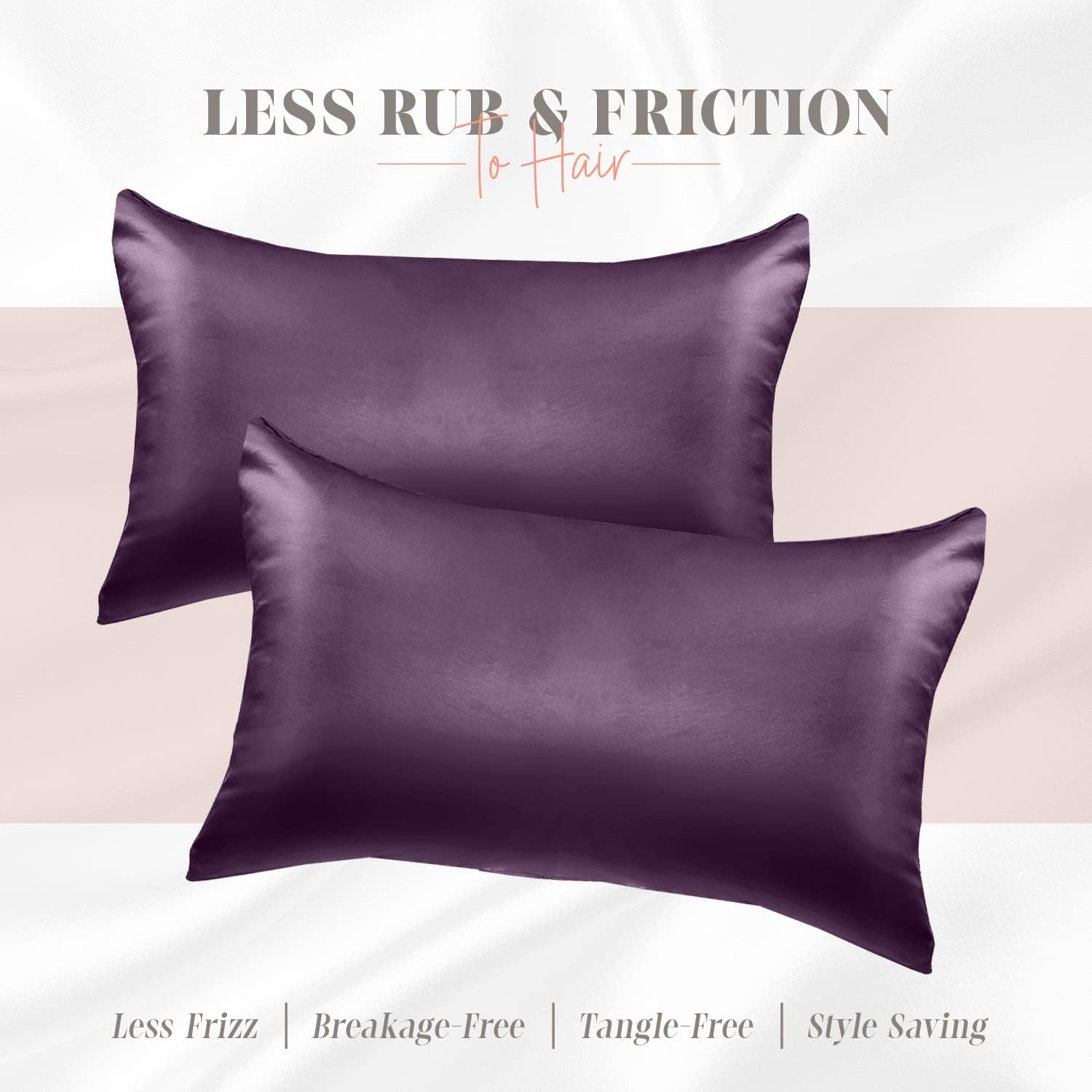 Elegantcomfort Elegant Comfort Silky and Luxurious 2-Piece Satin Pillowcase Set for Healthier Skin and Hair, Hidden Zipper Closure and Beau…