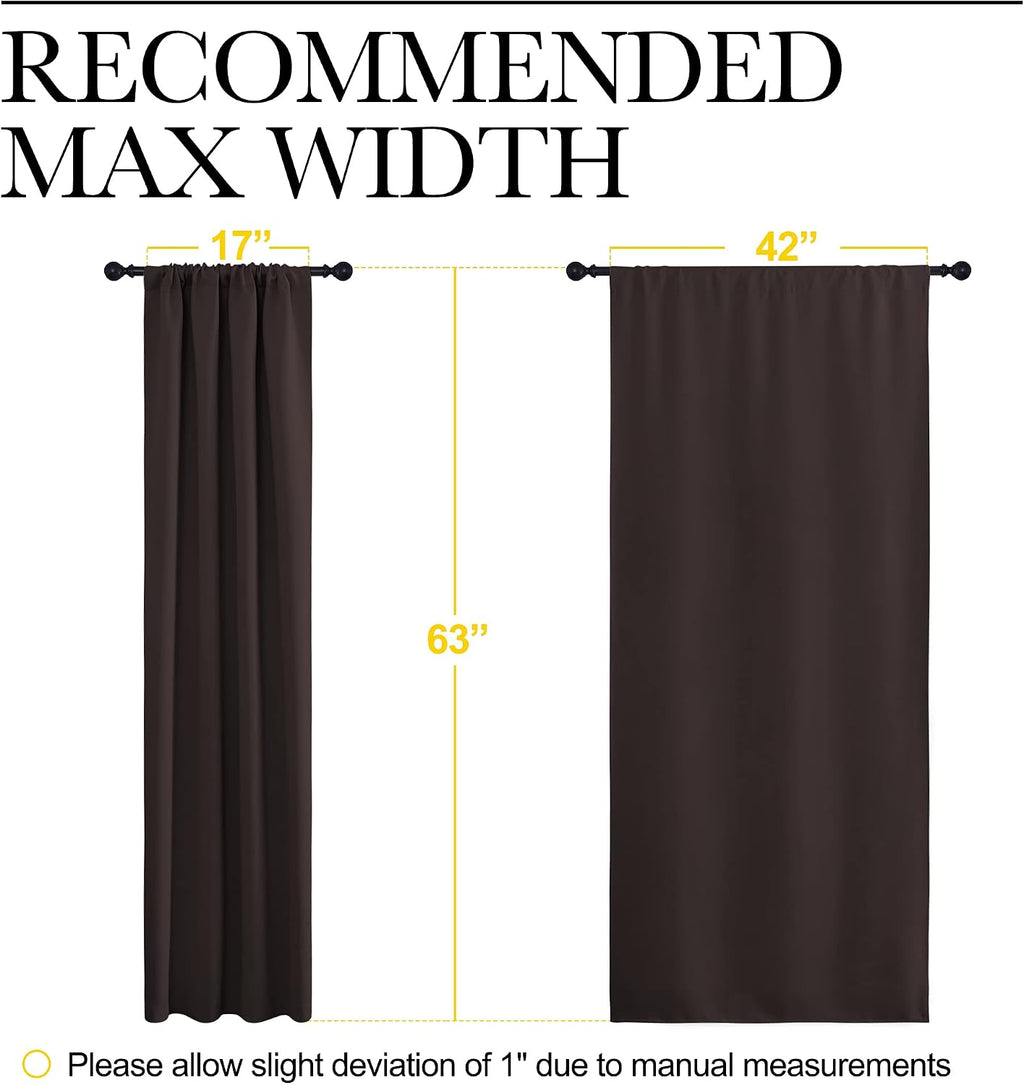 NICETOWN Blackout Curtain Panels 63 inches - Triple Weave Microfiber Energy Saving Thermal Insulated Solid Rod Pocket Blackout Curtains…