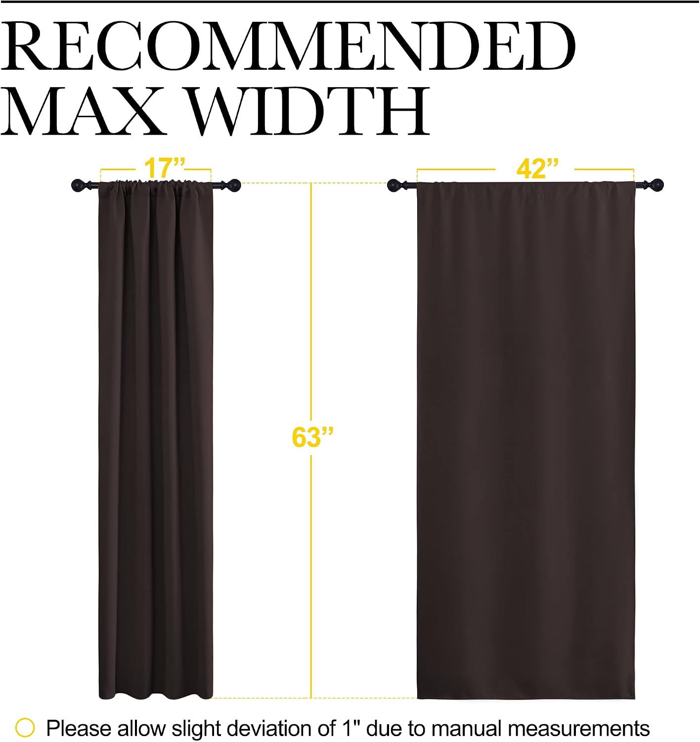 NICETOWN Blackout Curtain Panels 63 inches - Triple Weave Microfiber Energy Saving Thermal Insulated Solid Rod Pocket Blackout Curtains…
