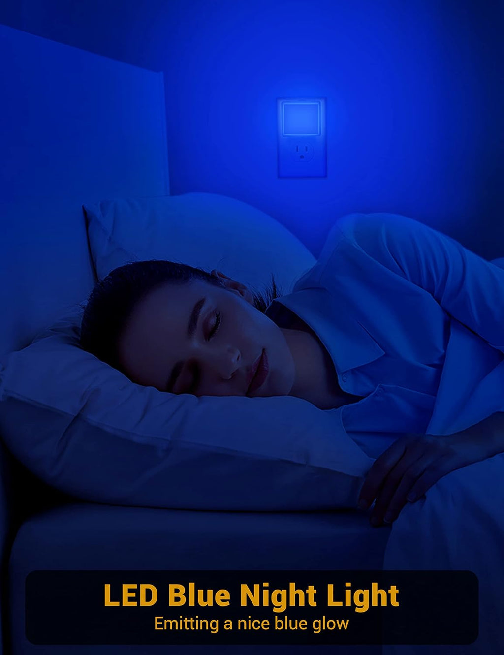 Blue Night Light, JandCase Blue Nightlight[2 Pack],0.3 Watt LED Night Light with Dusk-to-Dawn Light Sensor, Plug in Nitelight for Gaming…