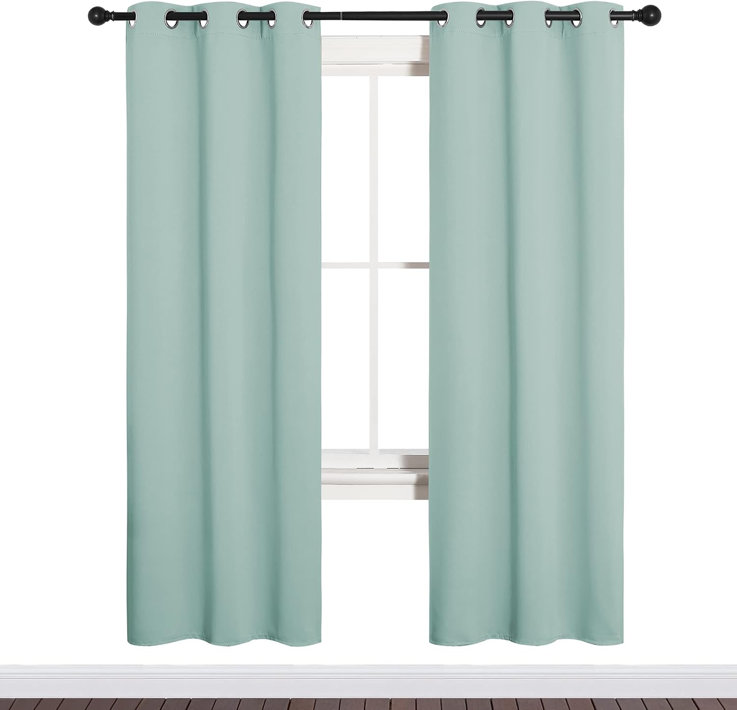 NICETOWN Bedroom Curtain Panels Blackout Draperies, Thermal Insulated Solid Grommet Blackout Curtains/Drapes (Aqua, One Pair, 34 by 72-inch)