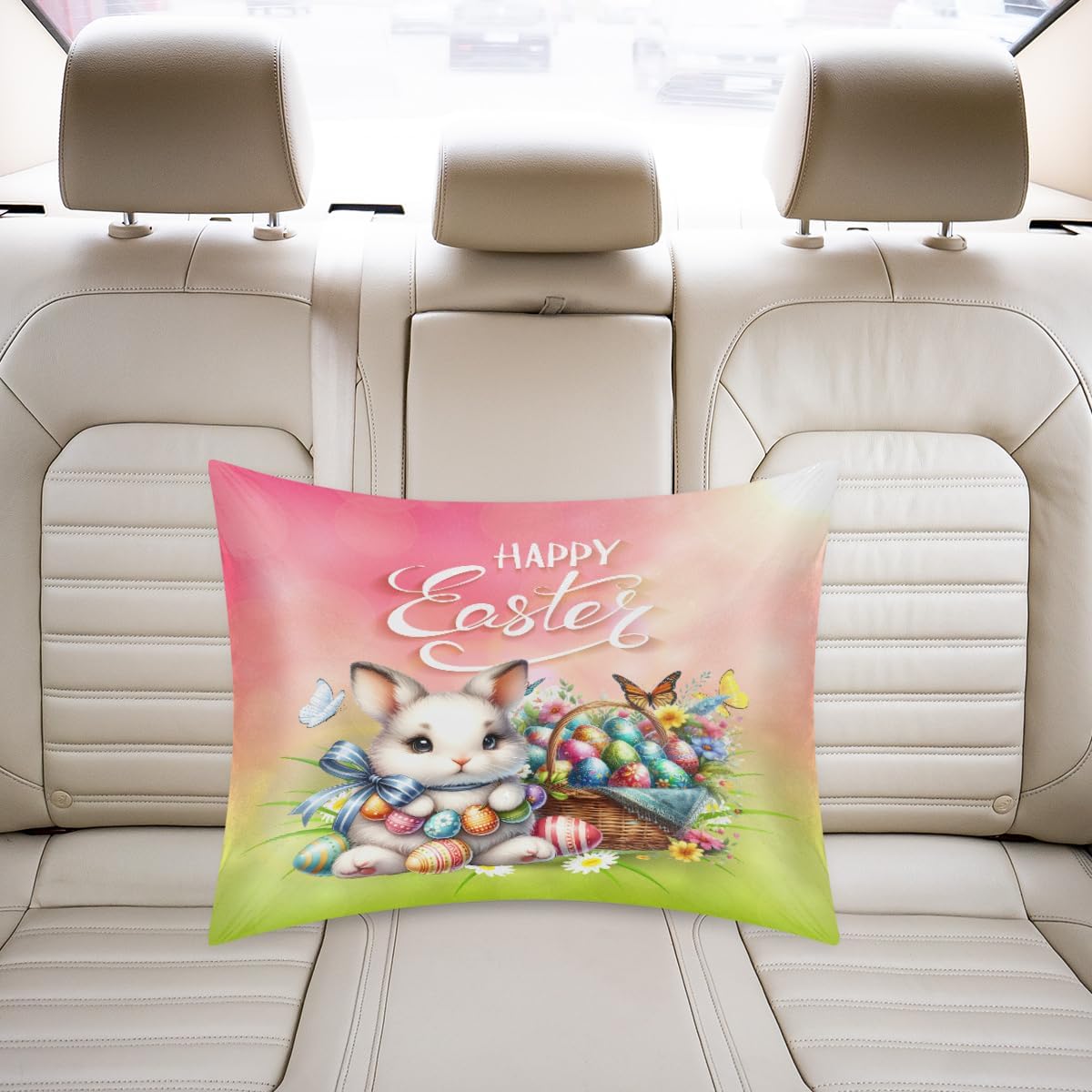 Happy Easter Rabbit Satin Pillowcase for Hair and Skin Soft Silk Pillow Cases with Envelope Closure Cooling Pillow Case Slip 15.99 Pillow…
