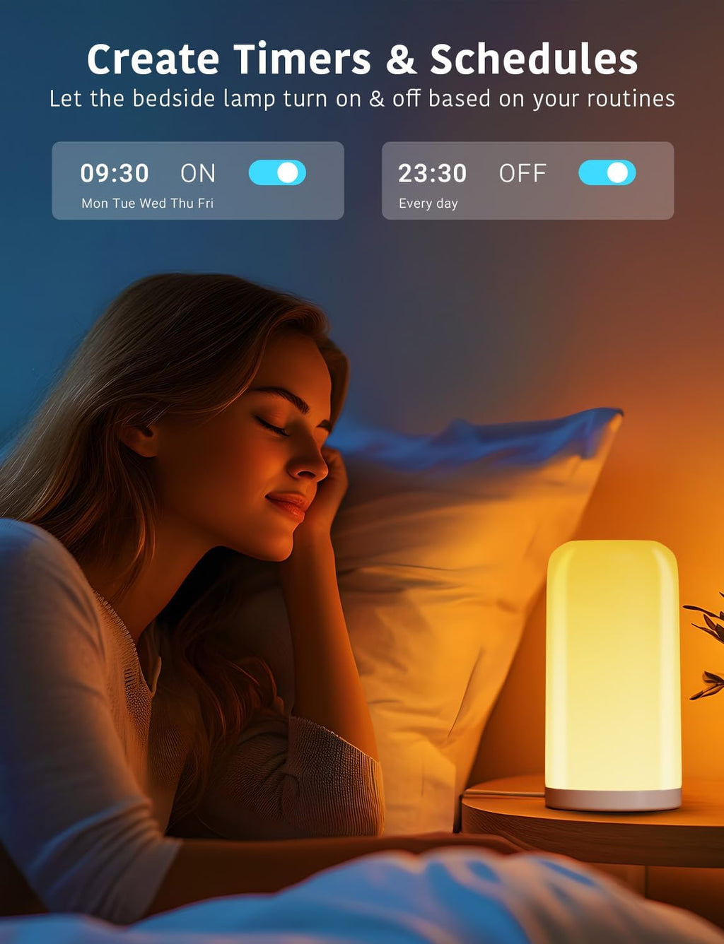 DAYBETTER BGRIC Smart Bedside Lamps, Touch Lamps for Nightstand, LED Lamp Compatible with Alexa and Google Home, Color Changing Lamp for…