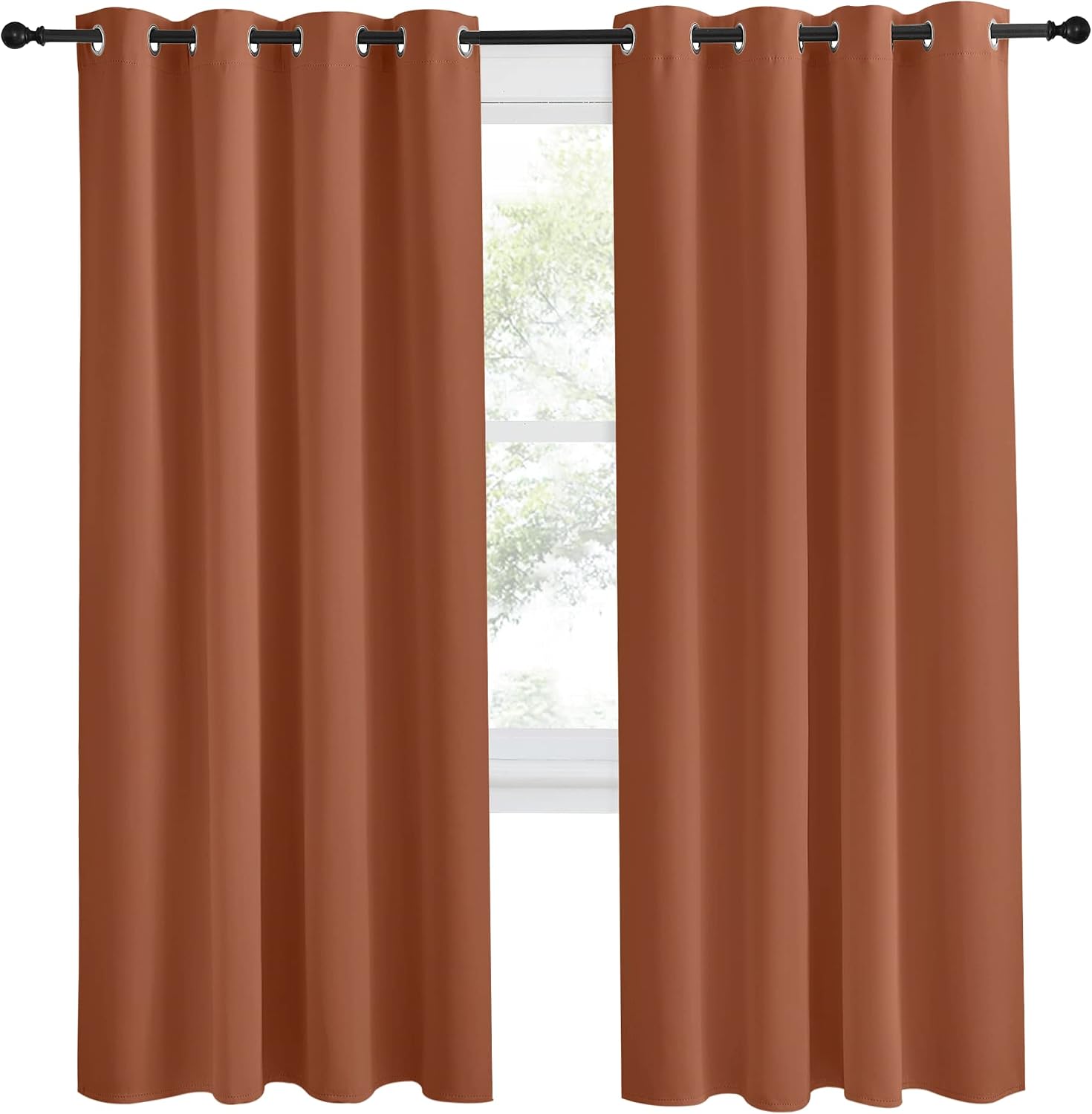 NICETOWN Blackout Burnt Orange Curtain & Drape, W55 x L78, 1 Panel, Room Darkening Light Blocking Window Treatment for Living Room