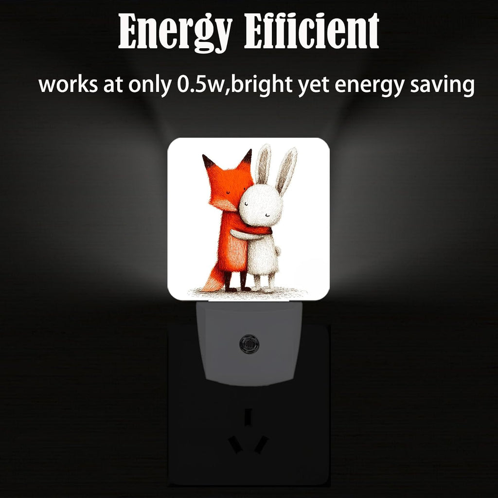 Fox and Hare Night Light, Plug-in Nightlights Auto Sensor Night Lamp Dusk-to-Dawn Lamp Home Decor for Nursery Children Girls Boys