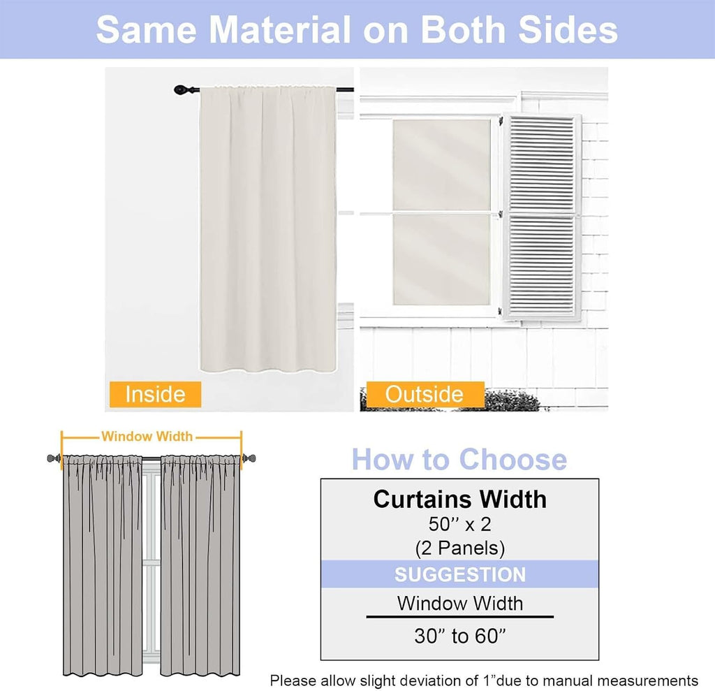Simplebrand Natural Blackout Curtains for Bedroom 102 Inches Long 2 Panels, Solid Thermal Insulated, Energy Saving Living Room Window …