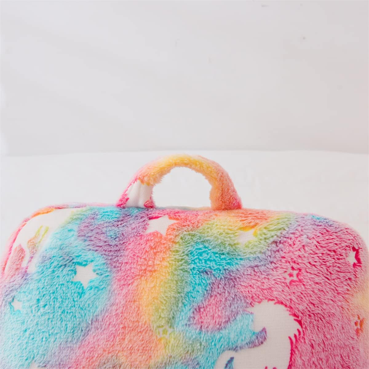 Holawakaka Glow in The Dark Unicorn Reading Pillow for Sitting up in Bed Sofa Kids Teens, Luminous Stars Backrest Pillow with Arms for…