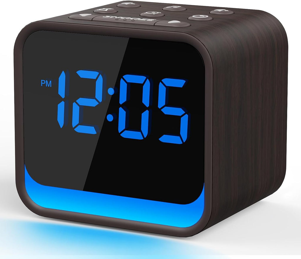 Housbay Wooden Sound Machine Alarm Clock for Bedrooms - Gentle Wake-Up with Birdsong, White Noise for Sleeping, Small Digital Clock for…