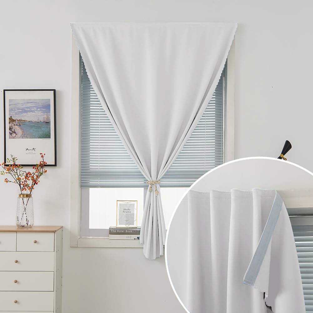 Blackout Curtains for Bedroom Sticky Curtain Blackout Window Cover Self Adhesive Curtains Rod No Drillng, 59" W X 84" L, Light Grey, 1 Panel
