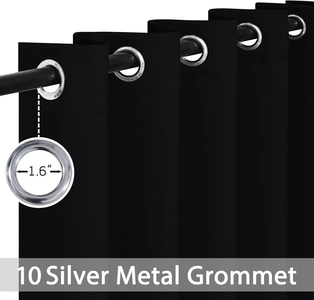 Yakamok Blackout Curtains Room Darkening Thermal Insulated Window Panels, Solid Grommet Top Drapes for Bedroom/Living Room(62Wx96L, Black…