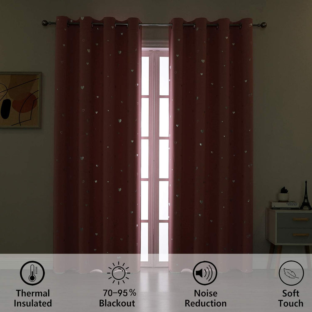 Smileweaver SMILE WEAVER Pink Kids Curtains for Girls Bedroom Silver Print Window Drapes Soft Thick Thermal Insulated Window Treatment Grom…