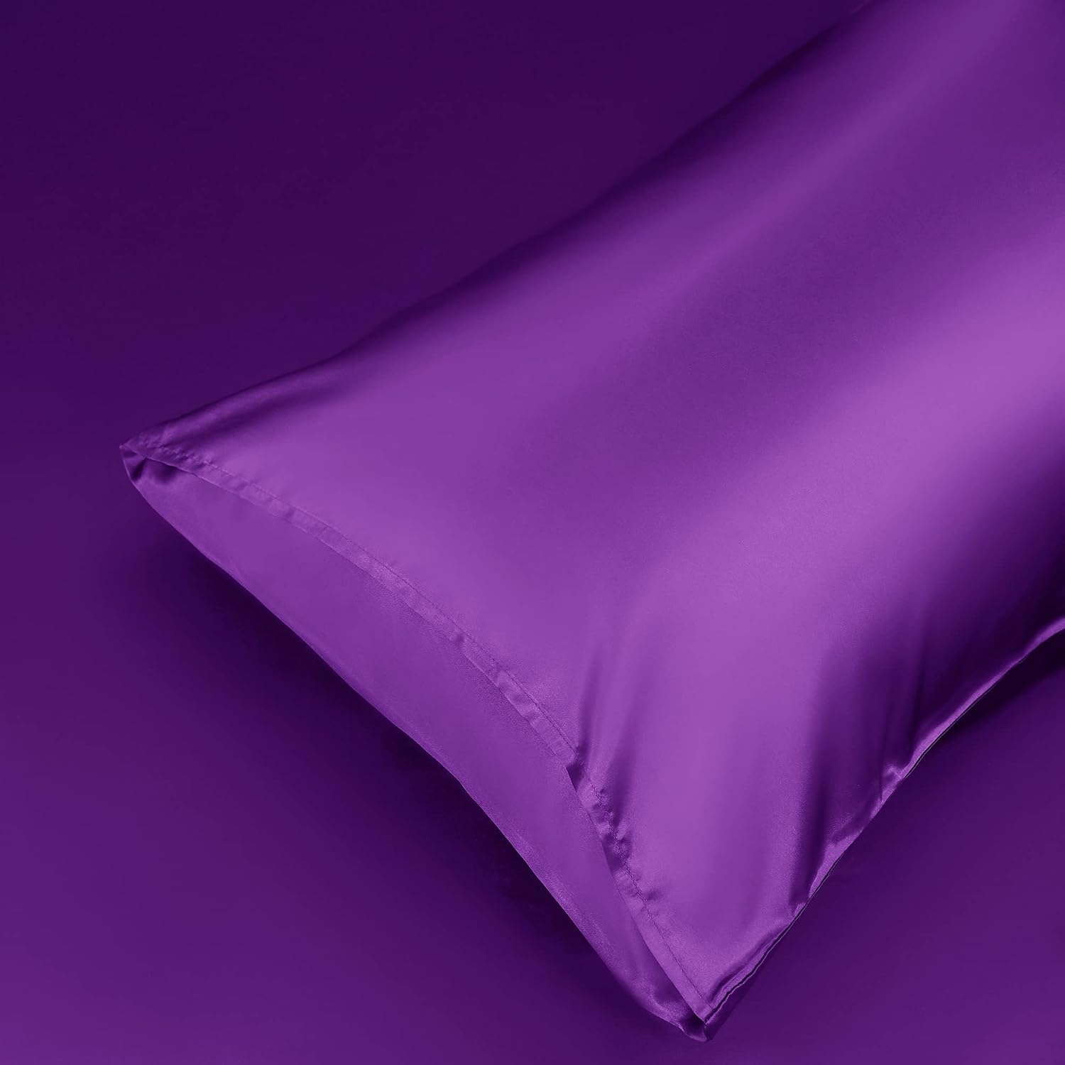 Homiest Purple Satin Pillowcase for Hair and Skin, King Size Pillow Covers Luxury & Ultra Soft Pillow Cases Set of 2, Cooling…