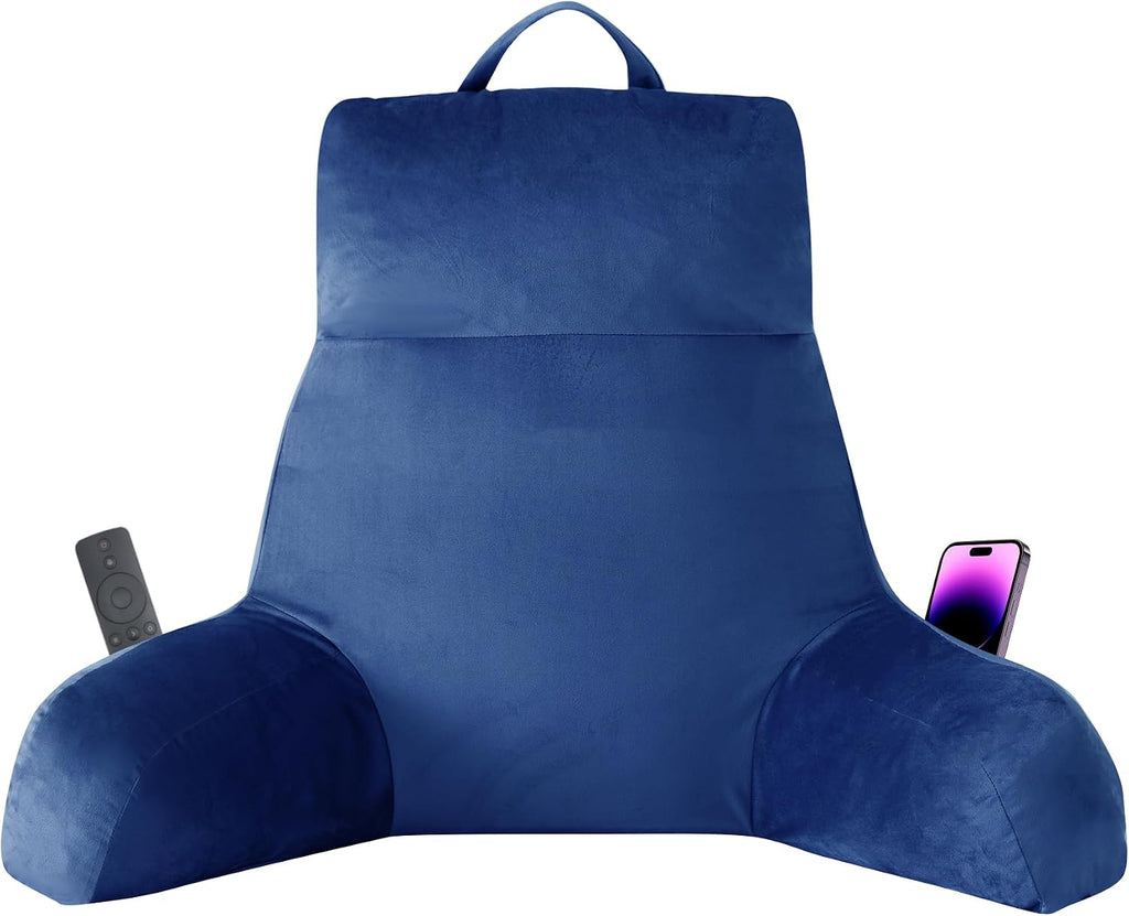 Ipynbap Reading Pillow with Arms for Adult, Back Pillow for Bed Sitting Up, Shredded Memory Foam Backrest Pillow with Pockets & Removable W…