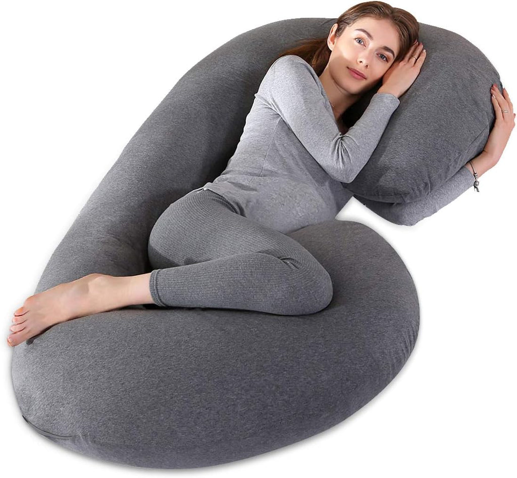 COSMOPLUS C Shaped Full Body Pillow Case Cover for Maternity, Stretchy Cool Breathable Jersey Fabric, Provides Sleep and Pregnancy…