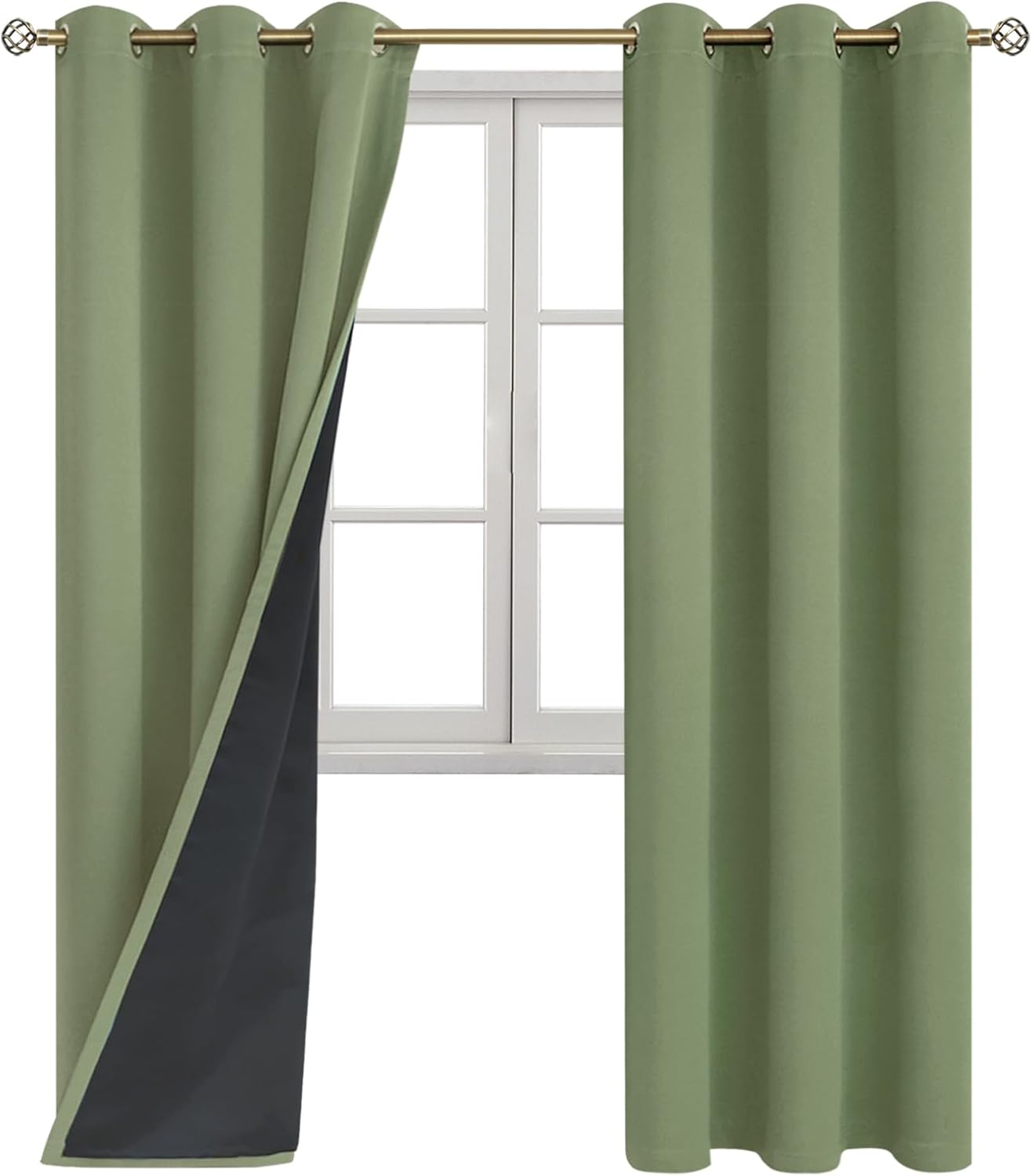 BGment Thermal Insulated 100% Blackout Curtains for Bedroom with Black Liner, Double Layer Full Room Darkening Noise Reducing Grommet Curta…