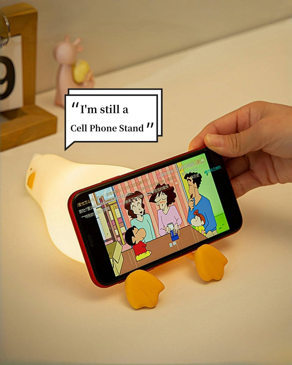 Lying Flat Duck Night Light, Squishy Duck Lamp with Tap Control, 30-Min Auto-Off Timer, Rechargeable Silicone Bedside Lamp for Kids…