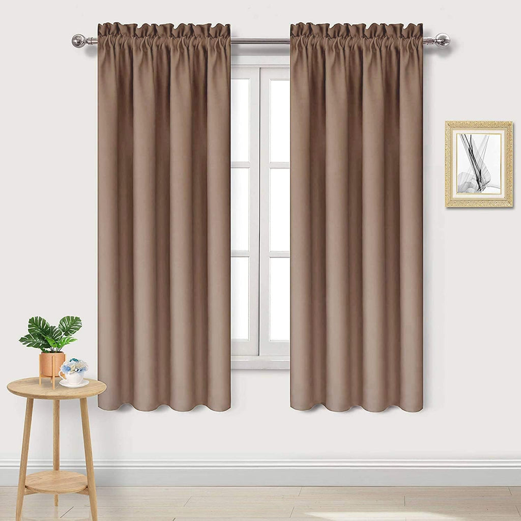 Dwcn Blackout Curtains Room Darkening Thermal Insulated Bedroom Curtains Window Curtain Panels, 38 x 63 inches Long, Set of 2 Khaki Rod Poc…