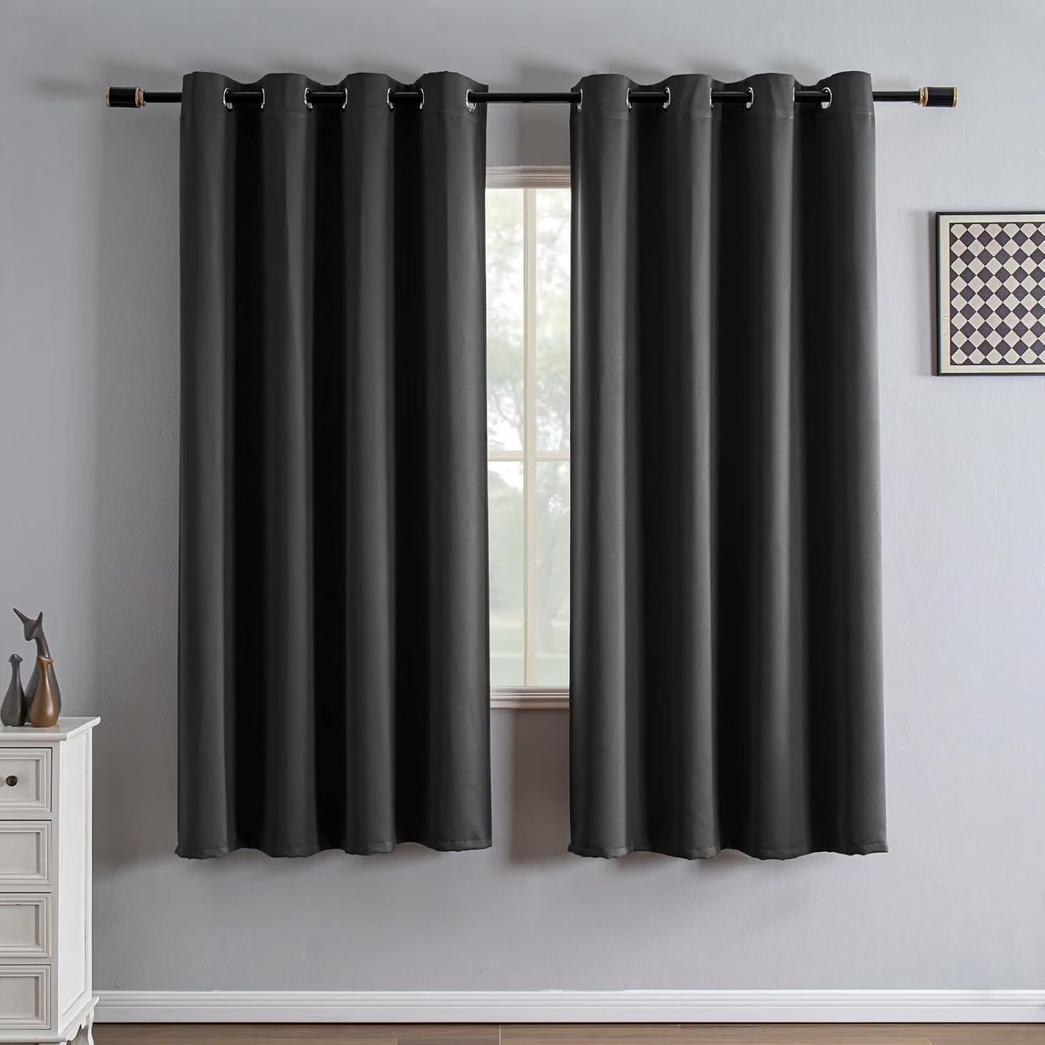 Igemaeve Blackout Curtains 72 Inch Length 2 Panels Set, Black Out Curtains for Bedroom 72 Inch Long, Grommet Energy Saving Room Darkening D…
