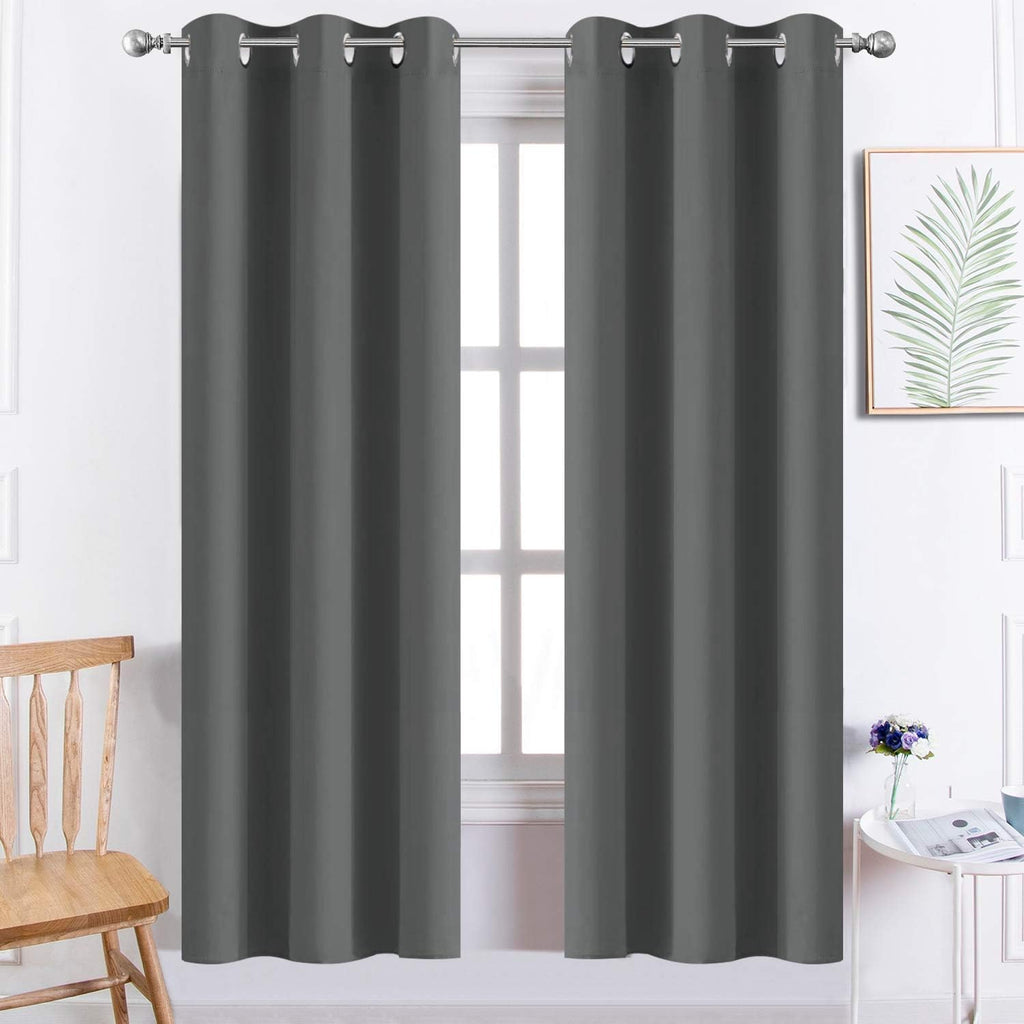 Yakamok Grommet Room Darkening Thermal Insulated Blackout Curtains Window Panels for Bedroom Width 38 Inch by Length 72 Inch Dark Grey…