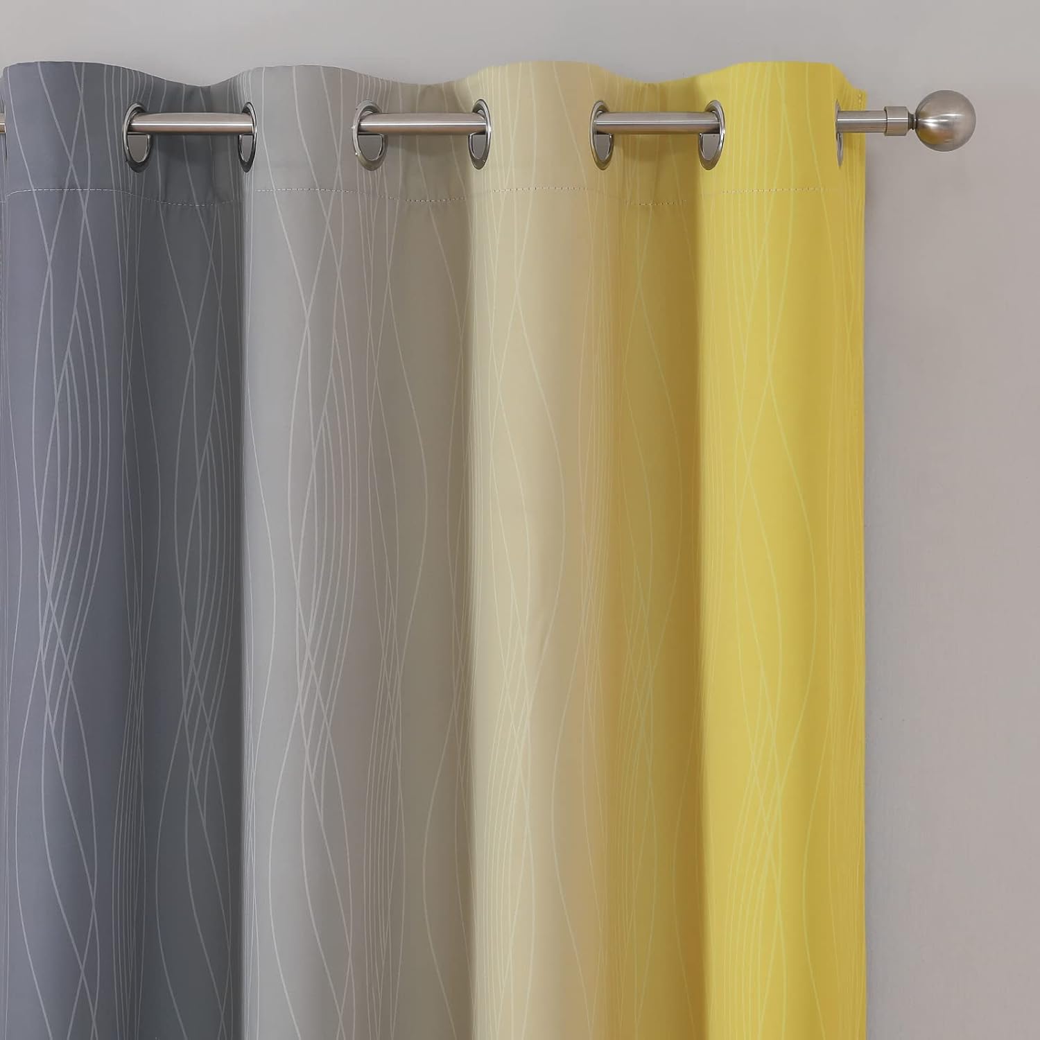 Estelartextiler Grey and Yellow Blackout Curtains 84 Inch Length 2 Panels Set, Blackout Curtains for Living Room, Thermal Insulated Gradien…