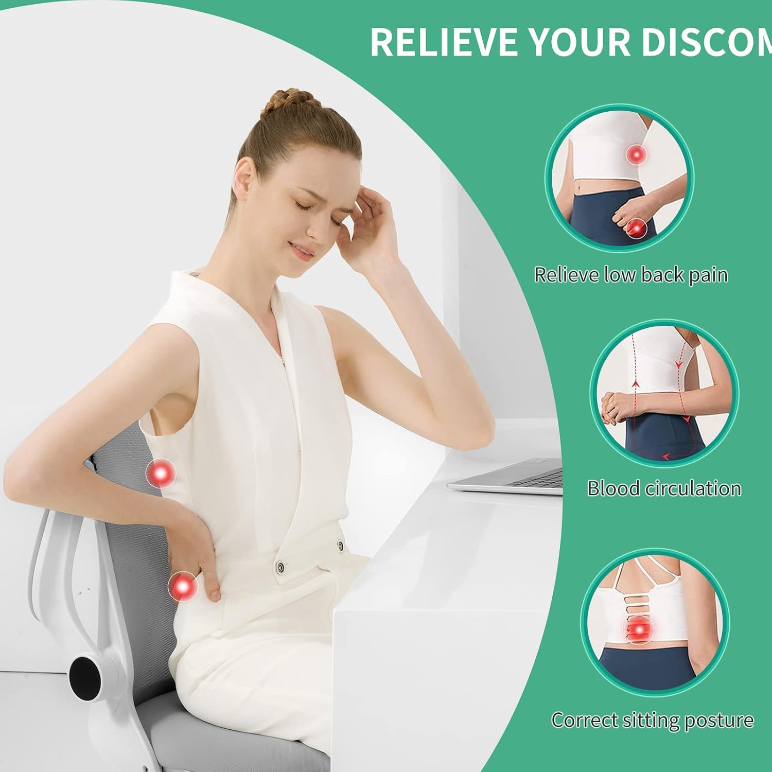 Seeknow-US Lumbar Support Pillow for Office Chair Back Support Pillow for Chair Car Seat Back Support Ergonomic Back Chair Pillow Desk Chai…