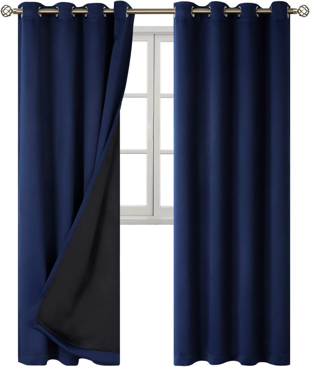 BGment Navy Blue Blackout Curtains 95 Inches Long 2 Panels Set for Living Room, Thermal Insulated 100% Light Blocking Curtains & Drapes, Gr…