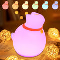 WelcometoMAGOHMT 7-Color Changing Cat Night Light, Silicone Rechargeable Nursery Light with Timer & 3 Modes, Kids Bedroom Lamp Touch Sensor…