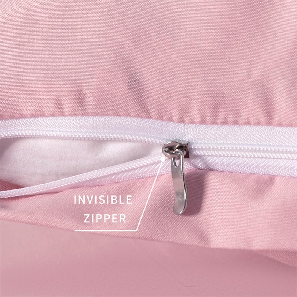 NookZuzu 2 Pack Microfiber Zipper Pillowcases, Soft Comfortable Not Shrink Pink Pillow Case, Standard Pillow Cases Set of 2 (20x26 Inches)…