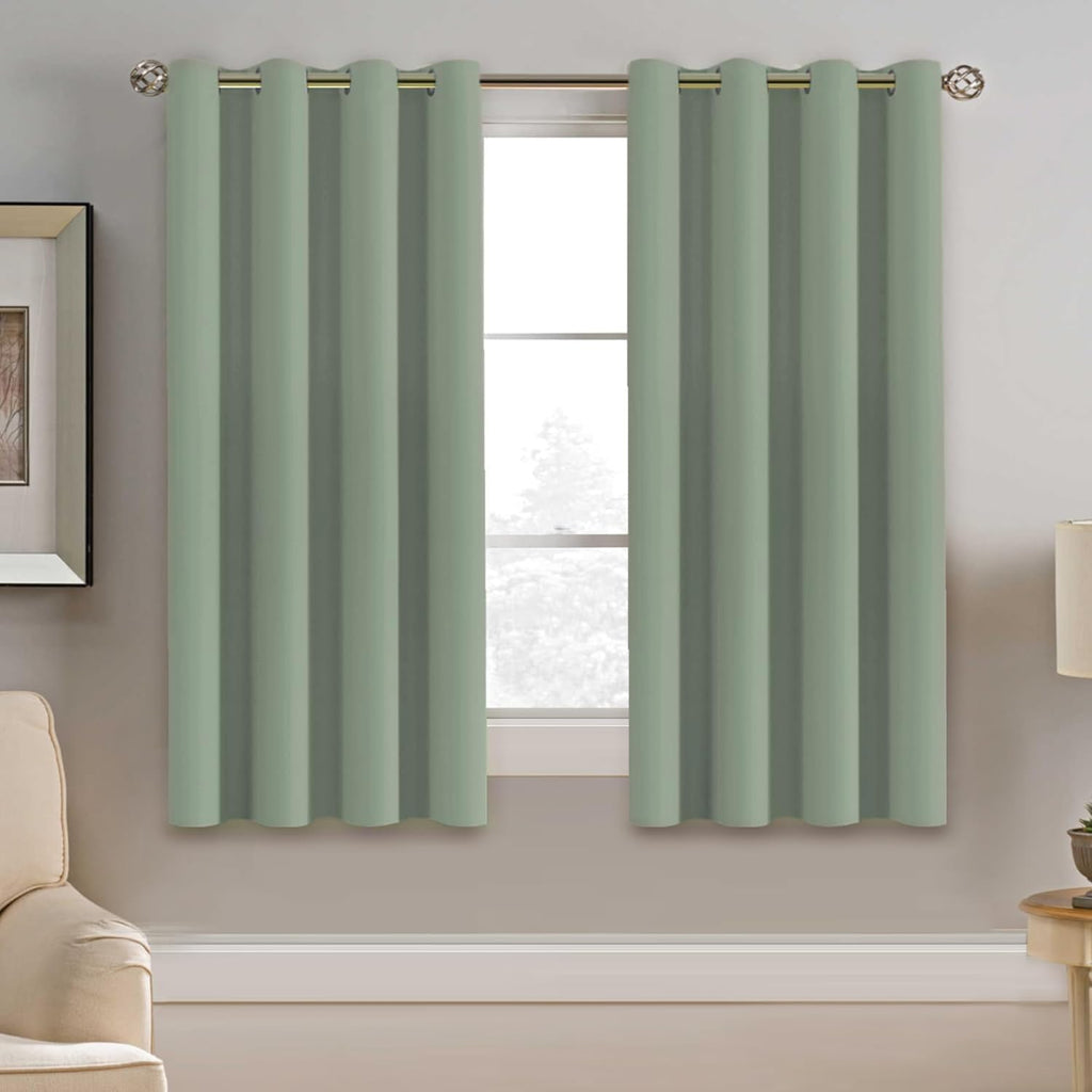 H.VERSAILTEX Blackout Curtain for Living Room Thermal Insulated Window Treatment Curtain 54 inch Length Energy Saving Solid Gro…