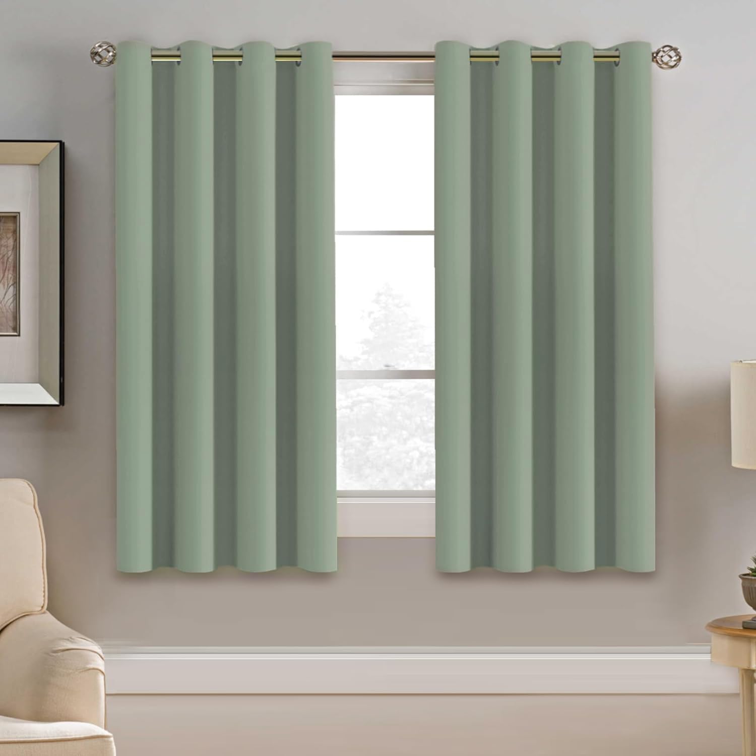 H.VERSAILTEX Blackout Curtain for Living Room Thermal Insulated Window Treatment Curtain 54 inch Length Energy Saving Solid Gro…