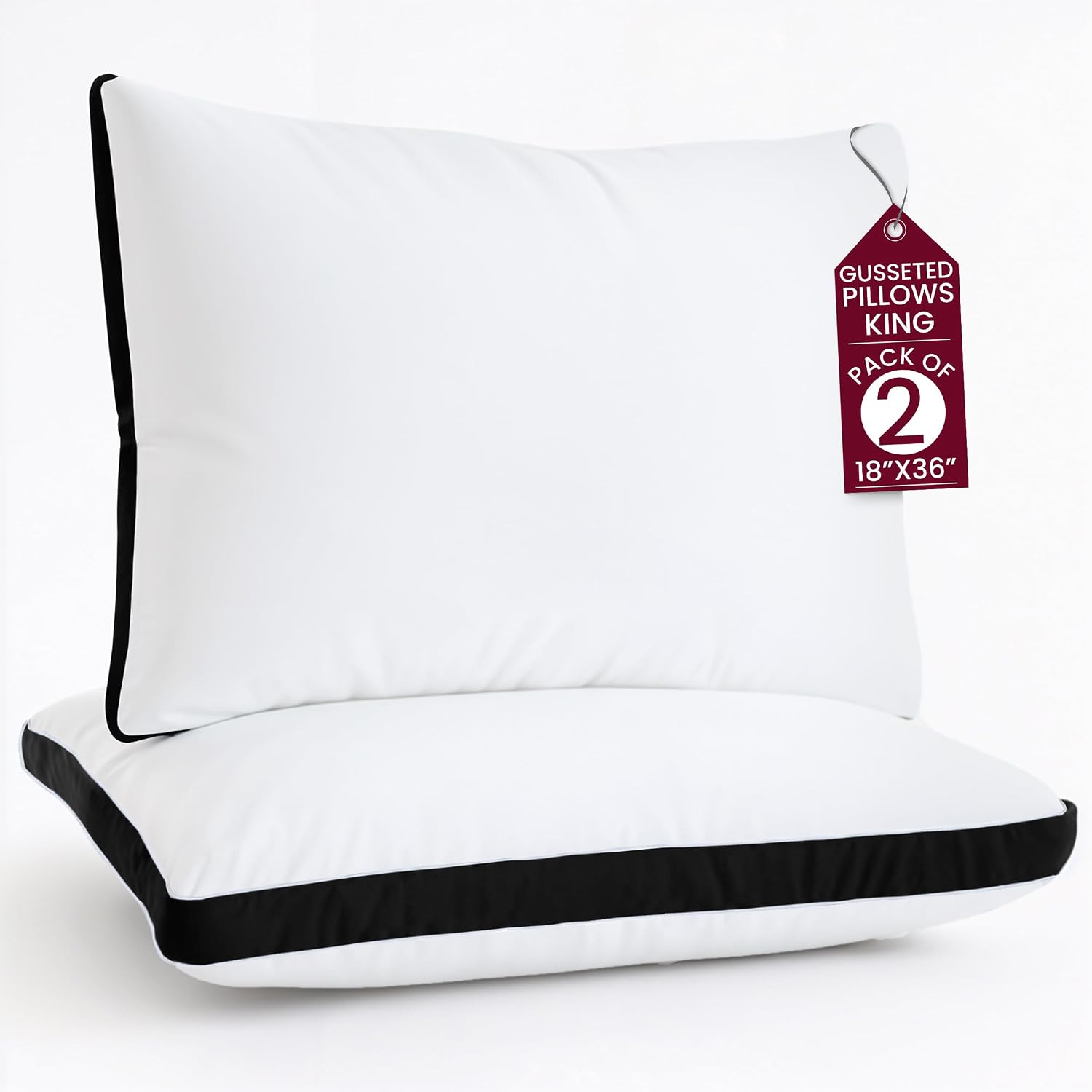 LuxDecorCollection LUX Décor Gusseted Style Soft Hotel Pillows Set of 2 – for Side, Stomach & Back Sleepers - Down Alternative Hotel Bed Pi…