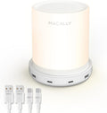 Macally Small Bedside Lamp with USB Ports (USB C + A) - Fast Charging Bedside Light and 3 Way Dimmable Touch Lamp for Nightstands - Great…