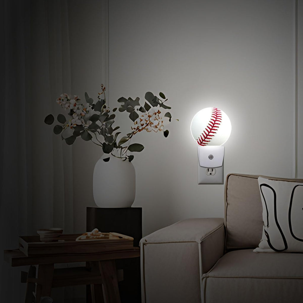 Baseball Stitches Night Light Auto Sensor Led Dusk to Dawn Lamp Home Decor for Men Women