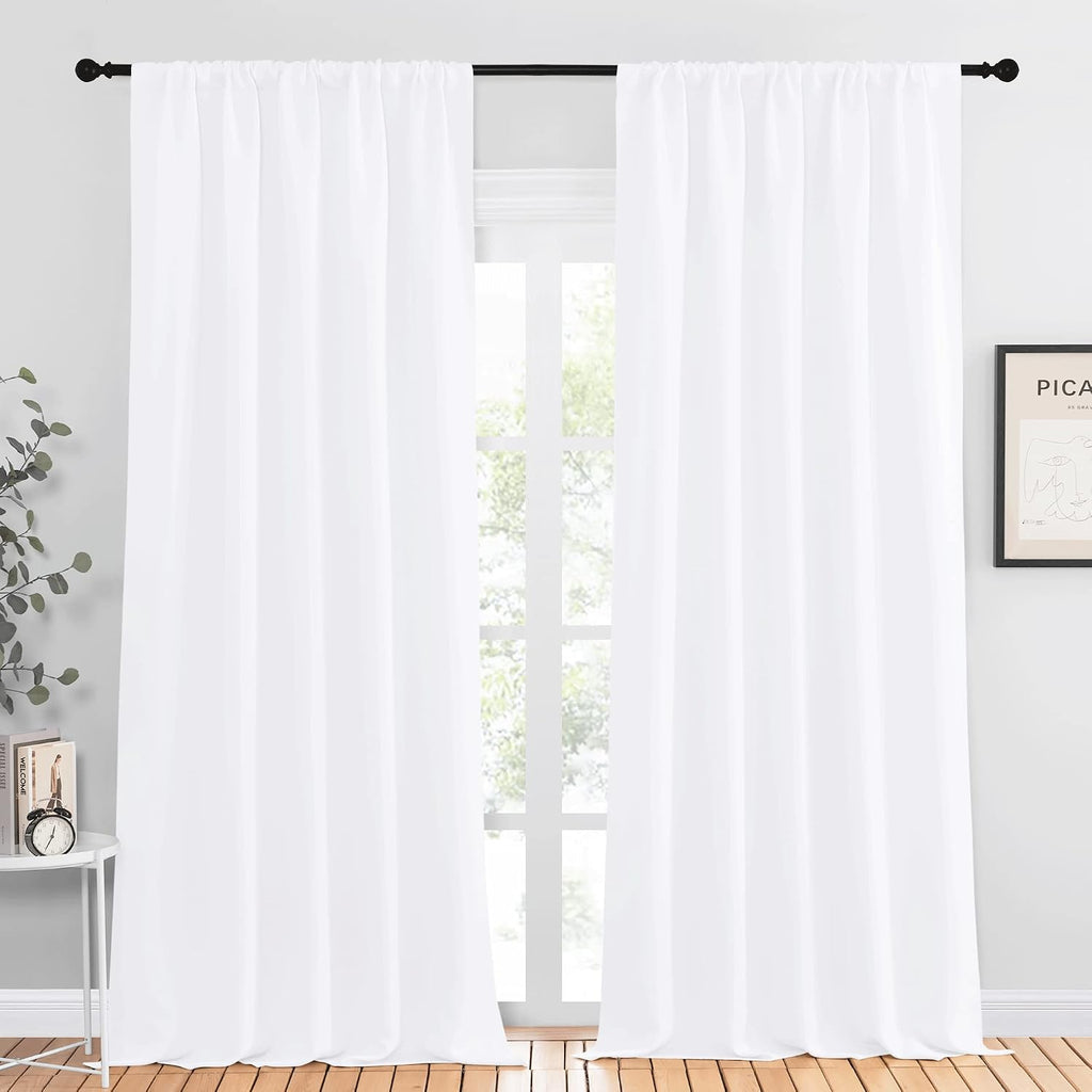 NICETOWN White Bedroom Curtain Panels - Multi-Function Noise Reducing Performance Window Treatment Thermal Insulated Rod Pocket Room…