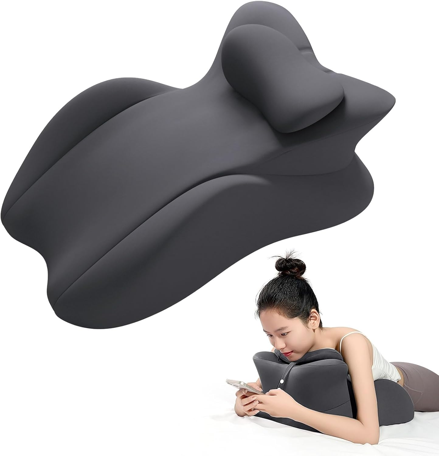 Memory Foam Wedge Pillow, Prone Pillow for Headboard and Bed, Multifunctional Reading Pillow Ergonomic Support for Back Pain, Acid…