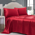 Cobedzy 3 Pcs Red Satin Sheets Twin Size Silky Satin Bedding Sheets Set with 1 Deep Pocket Fitted Sheet, 1 Flat Sheet, 1 Pillowcase 3 Pcs 1…