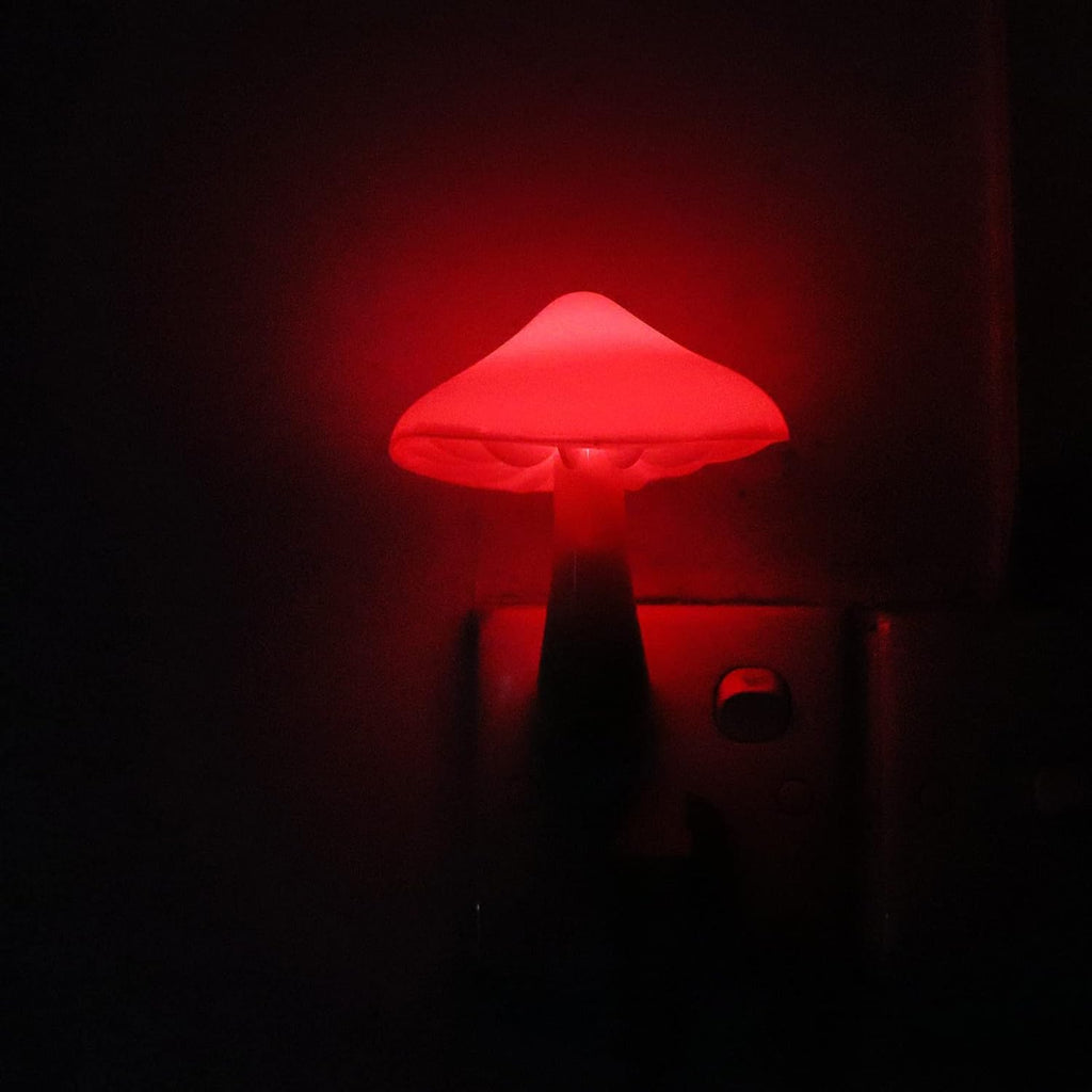 AUSAYE 4 Pack Plug in Night Light, Mushroom Light LED Nightlights for Kids, Adults, Bedroom, Bathroom, Hallway, Stairs, Kitchen Red