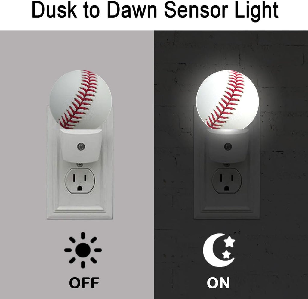 Baseball Stitches Night Light Auto Sensor Led Dusk to Dawn Lamp Home Decor for Men Women