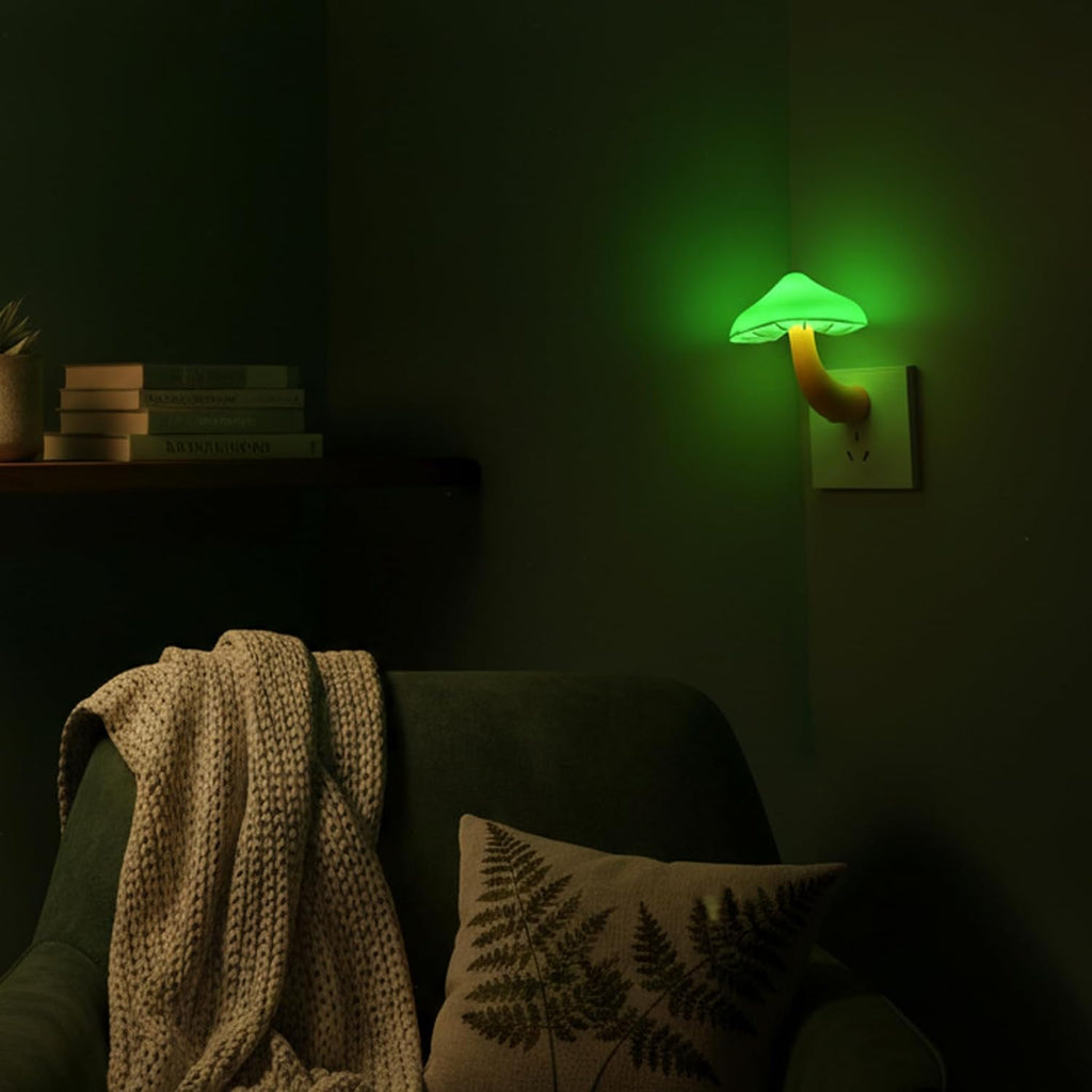 APAKI LED Mushroom Night Light Plug in Lamp Green, 4 Pack Light Sensor Night Lights Plug into Wall, Dusk to Dawn Sensor Night Light…