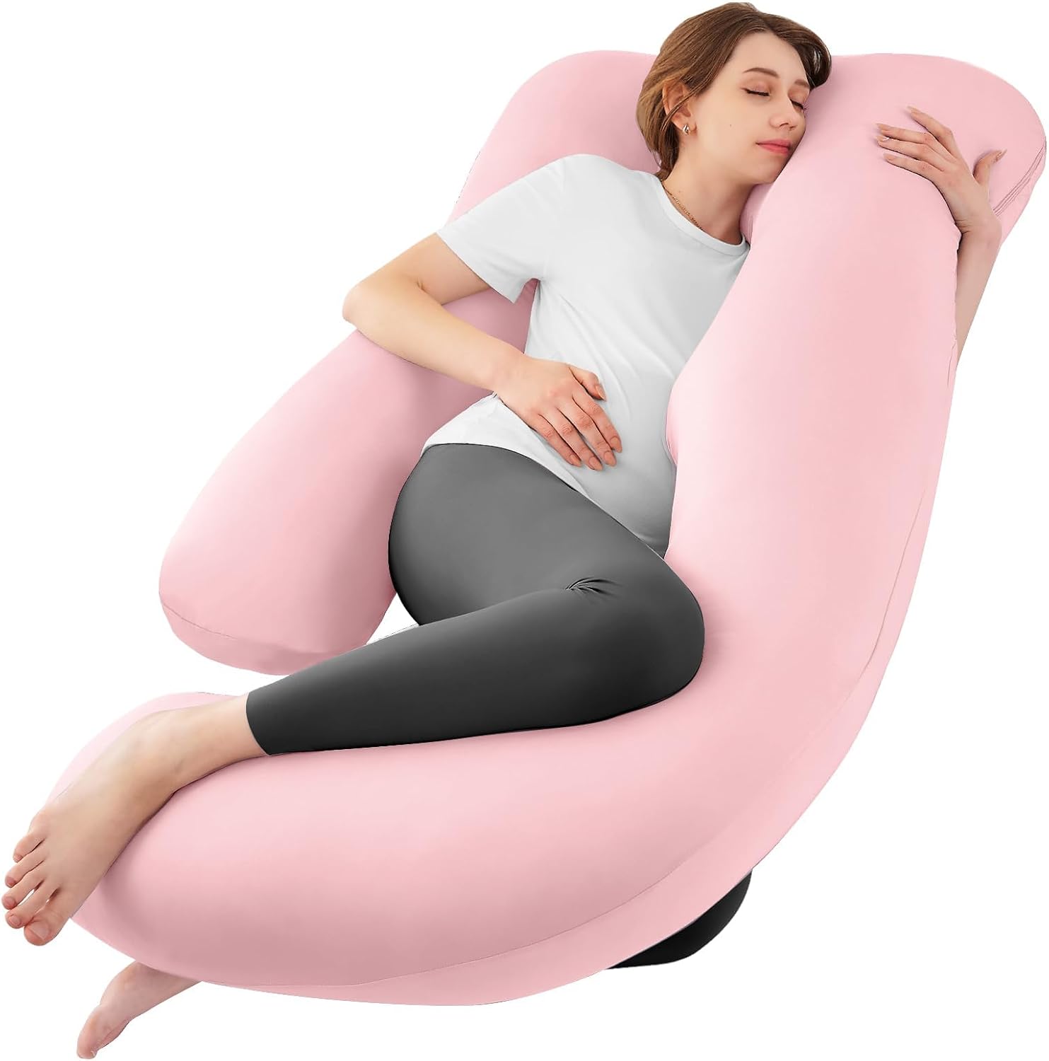 Sasttie Pregnancy Pillows for Sleeping, U Shaped Cooling Full Body Pillow with Removable Cover, Pregnant Women Must Haves, Maternity Essent…