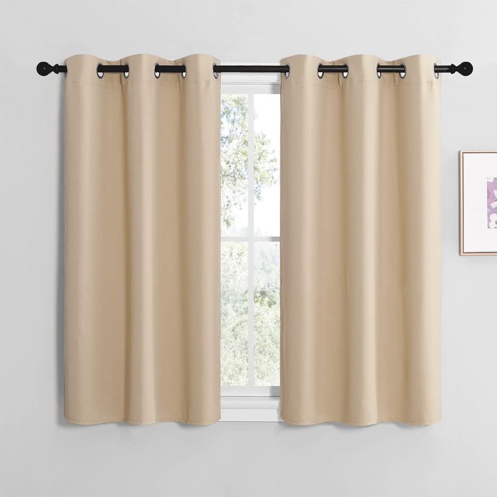 NICETOWN Room Darkening Curtain Panels for Cafe, Thermal Insulated Grommet Room Darkening Draperies/Drapes for Window (Biscotti Beige, 2…