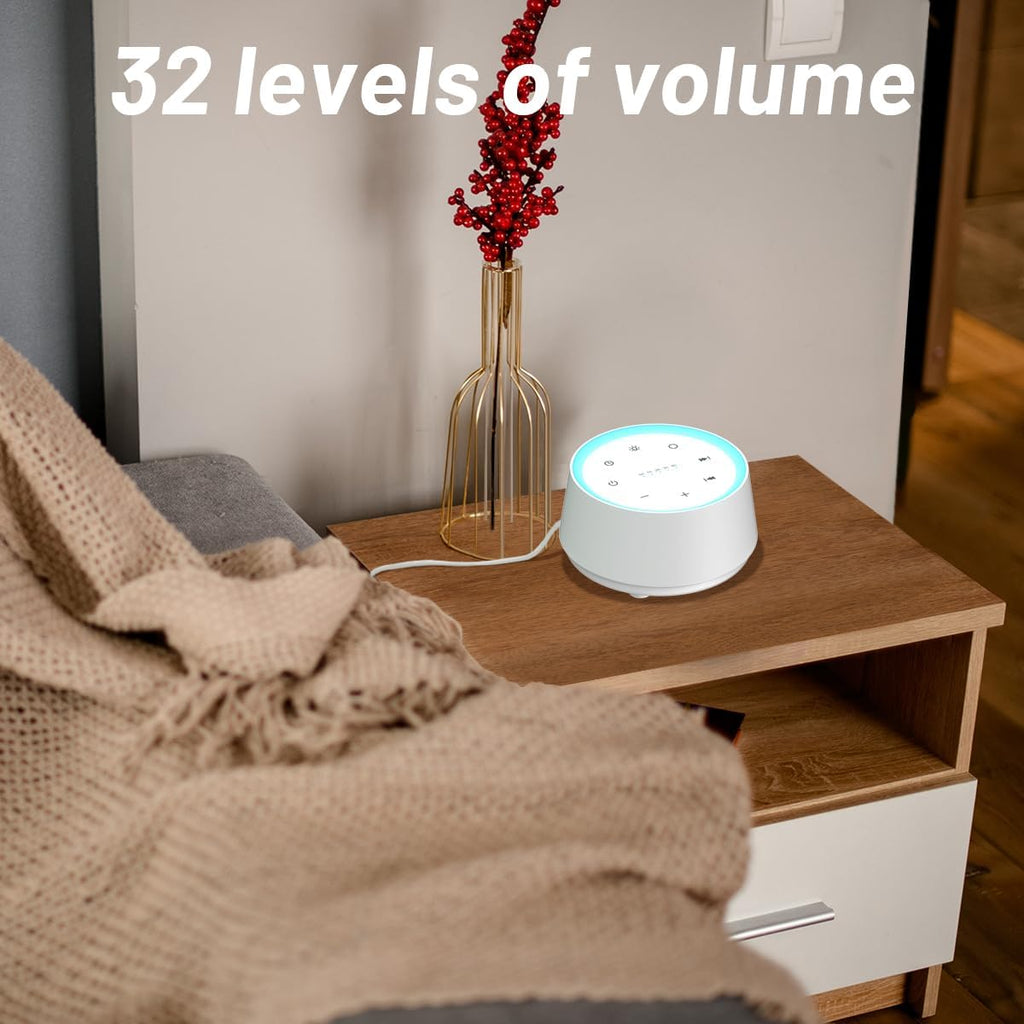 EasyHome Sleep Sound Machine White Noise Machines with 30 Soothing Sounds 12 Adjustable Night Light 10 Adjustment Brightness 32 Levels of V…