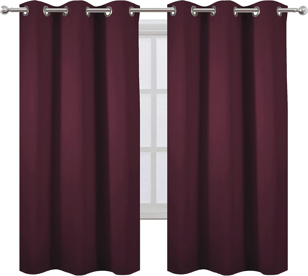 Lemomo Burgundy Red Blackout Curtains 42 x 63 Inch Length/Set of 2 Curtain Panels/Thermal Insulated Room Darkening Blackout Curtains for Be…