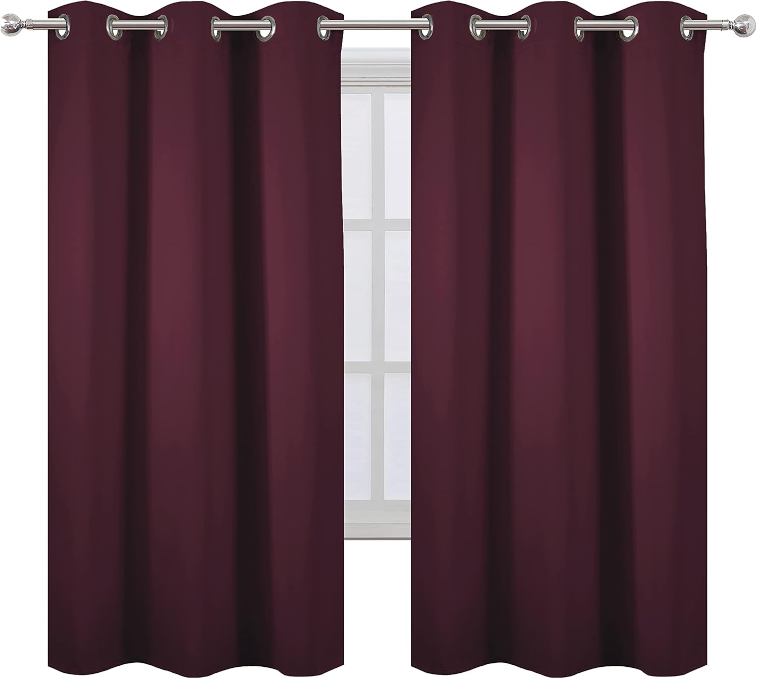 Lemomo Burgundy Red Blackout Curtains 42 x 63 Inch Length/Set of 2 Curtain Panels/Thermal Insulated Room Darkening Blackout Curtains for Be…