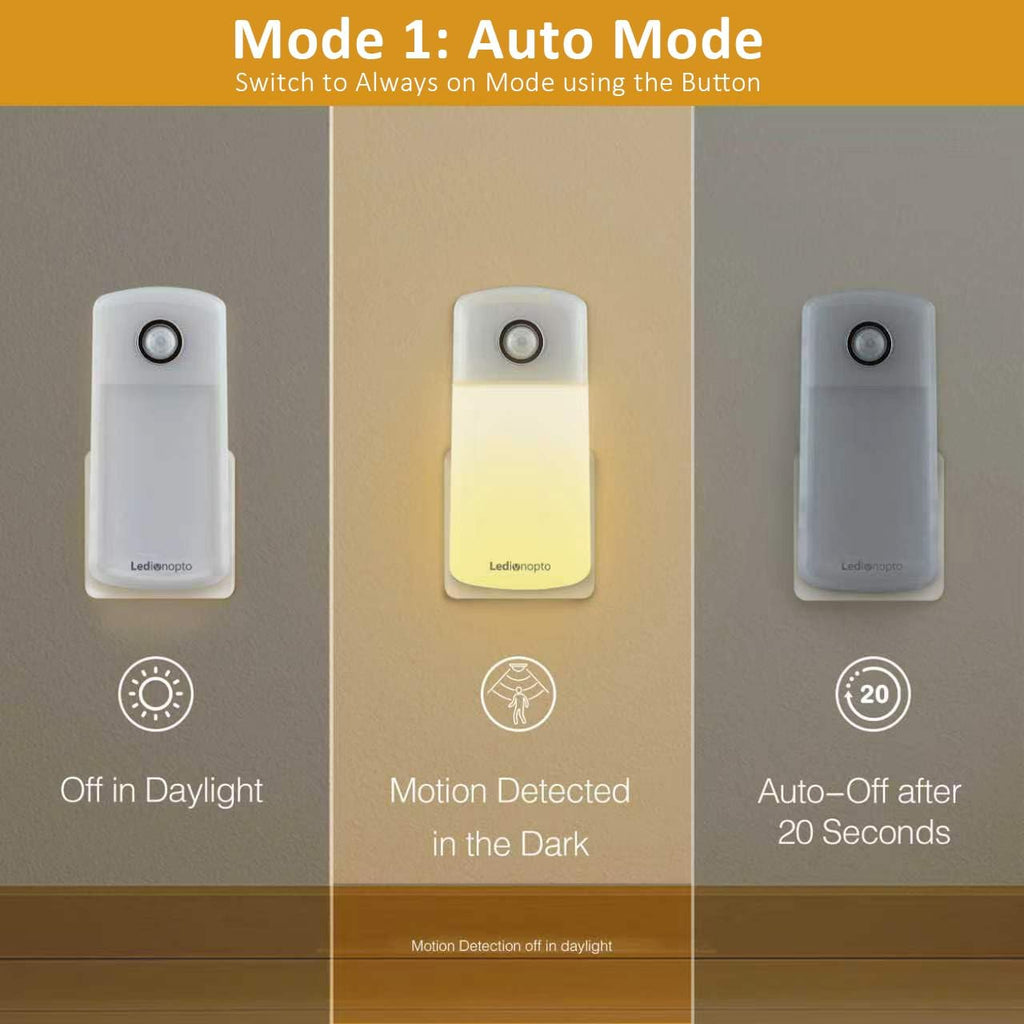 Night Light Plug into Wall with Motion Sensor, Auto On/Off, Portable with 3 Adjustable Modes, Nightlight for Kids, Nursery, Bedroom…