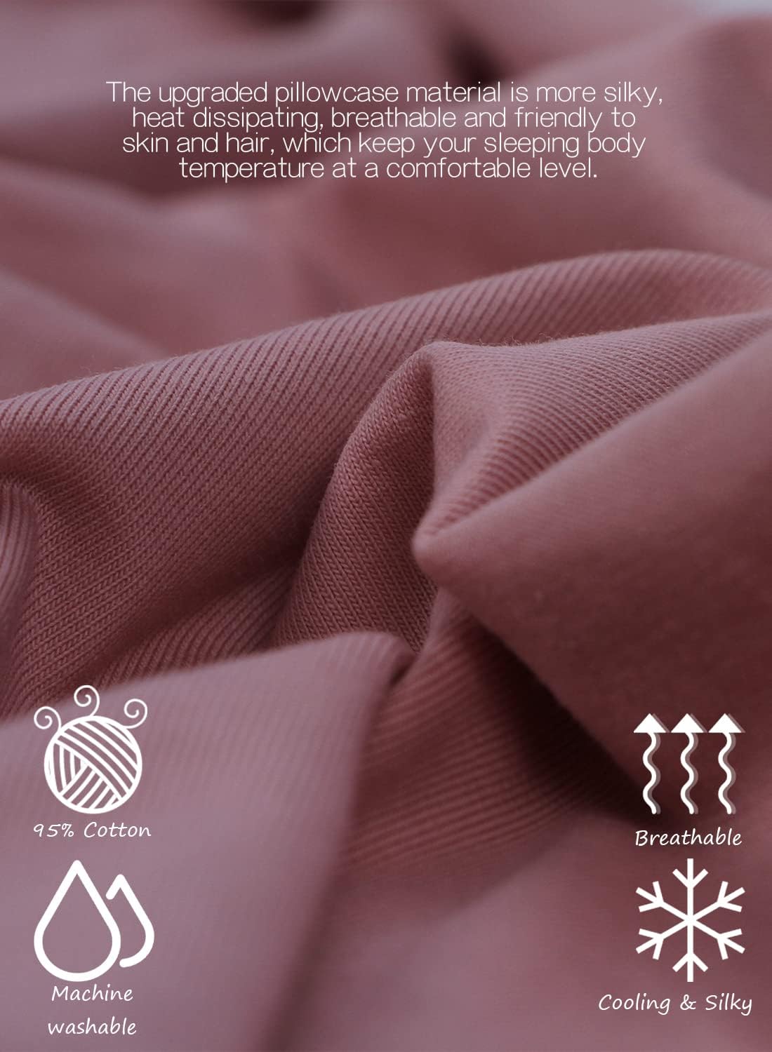 INSEN Cooling Pregnancy Pillow, Maternity Pillow with Soft Cotton Cover, C Shaped for Pregnant Sleeping, Dark Pink