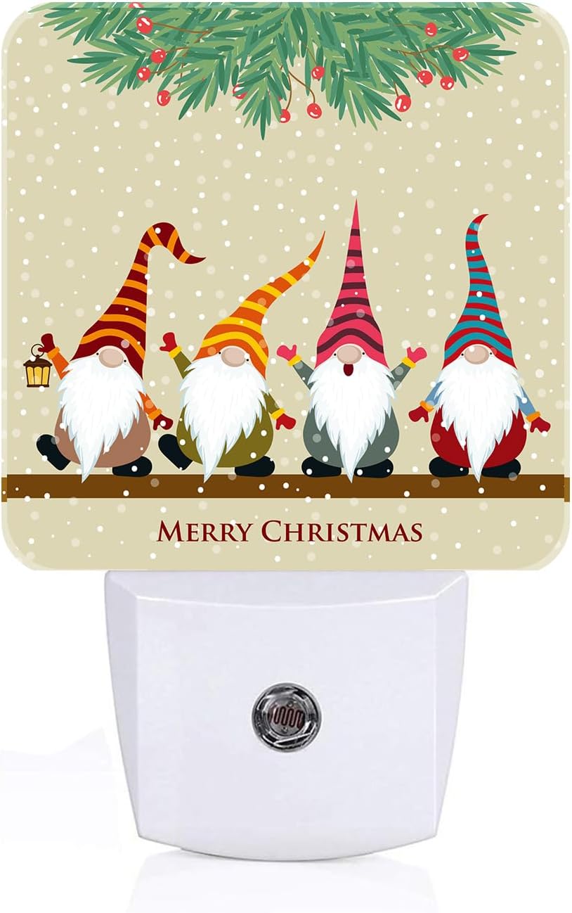 Christmas Gnomes Night Light, Plug-in Nightlights Auto Sensor Night Lamp Dusk to Dawn Lamp Home Decor for Nursery Children Girls Boys