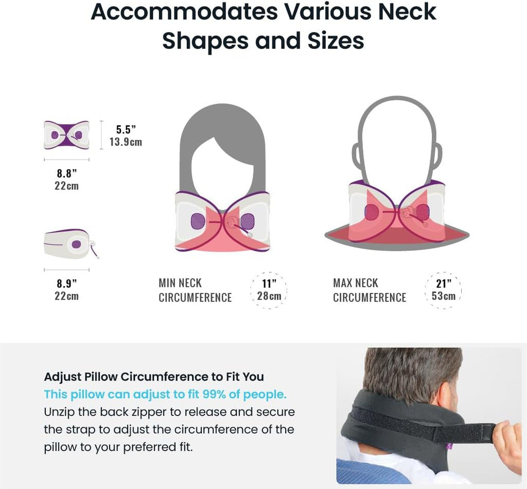 Cabeau Evolution X Travel Neck Pillow - Memory Foam Body Positioner - Fits Most Neck Sizes (11-21 Inches) - Three Ways to Adjust for…