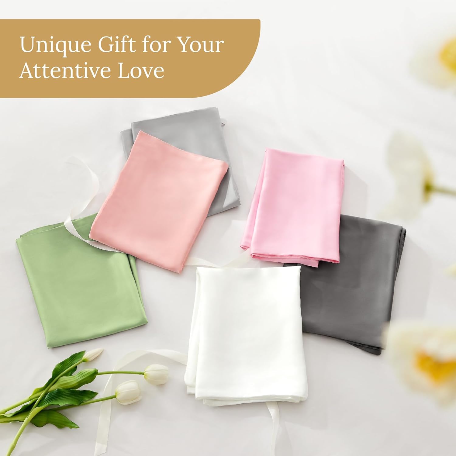 Infiixso Silk Pillow Cases 2 Pack Standard Size, Ultra Smooth & Soft Mulberry Silk Pillow Case for Hair and Skin, Breathable Cooling Silk P…