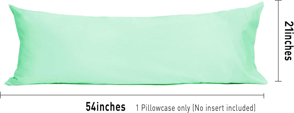 Sunflower Body Pillowcase 100% Cotton Long Pillow Cover/Case Envelope Closure 1 Pack, 20×54 inches Zephyr Green, Soft and Breathable